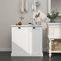 Streamdale Furniture Two-Compartment Tilt-Out Laundry Sorter Cabinet-White