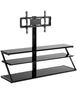 Simplie Fun Swivel Glass Tv Stand - Height Adjustable