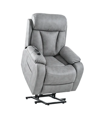 Simplie Fun Light Gray Electric Power Lift Recliner for Elderly