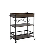 Simplie Fun Kitchen Cart Walnut Oak Black