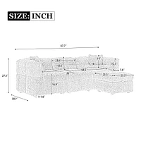 87.7" Sectional Sofa Cozy Teddy Fleece Fabric Sectional Sofa Couch With Two Usb Ports