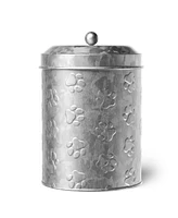 Amici Pet Puppy Paws Metal Food Canister, 64 oz., Galvanized Metal