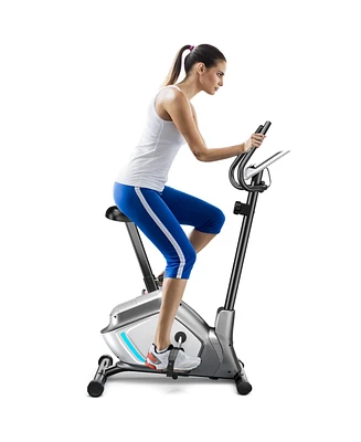 Slickblue Magnetic Stationary Upright Exercise Bike with Lcd Monitor and Pulse Sensor