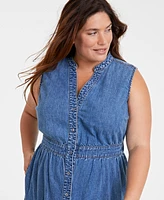 On 34th Trendy Plus Denim Tiered Midi Dress, Created for Macy's