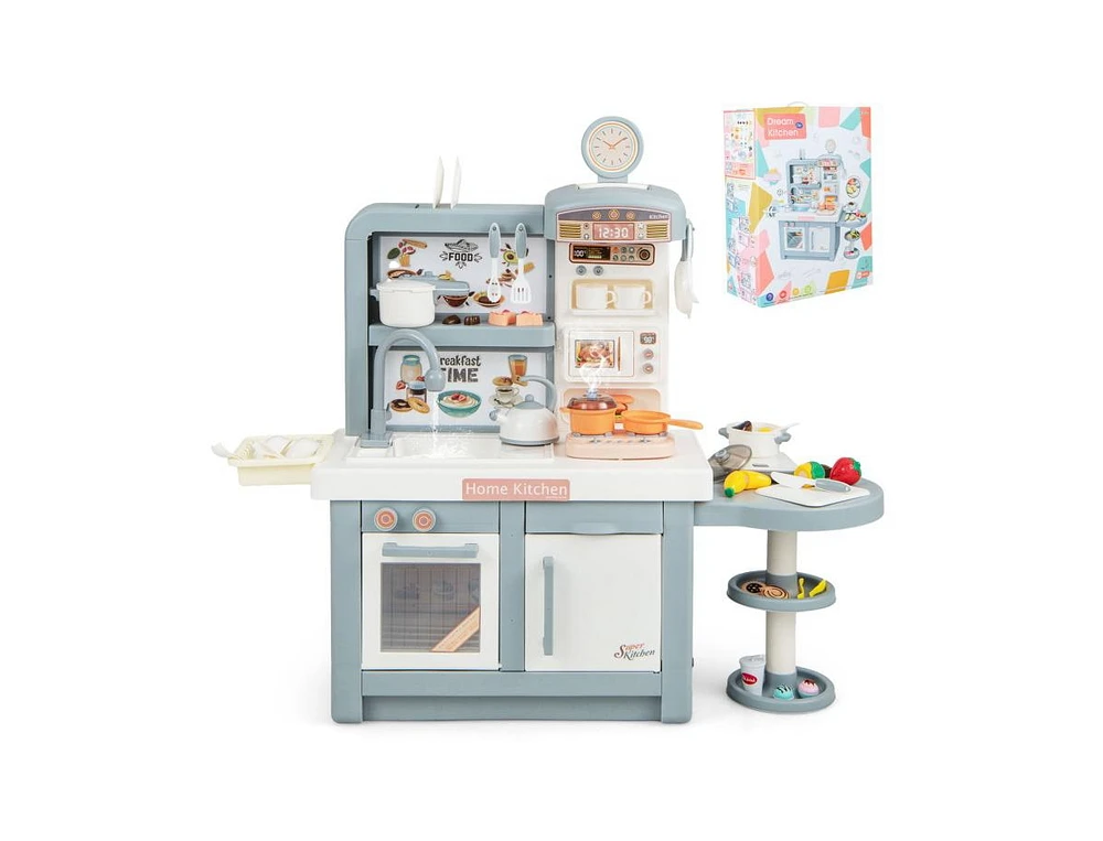 Slickblue Kids Play Kitchen Toy with Stove Sink Oven Light and Sound