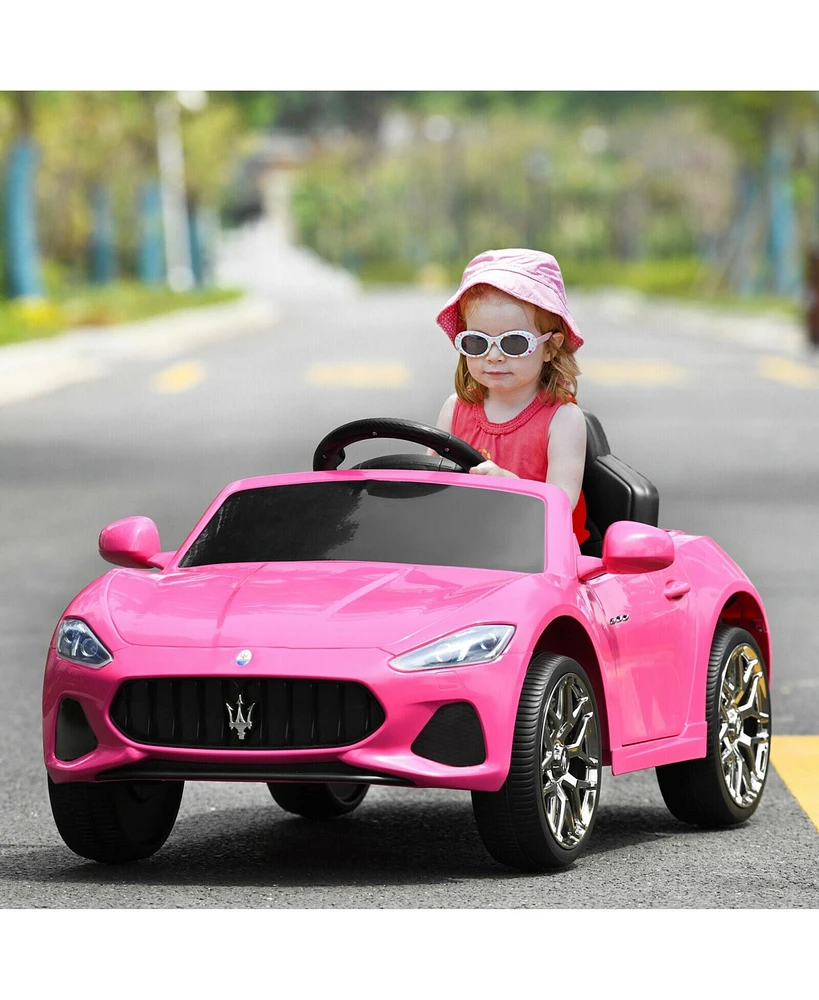 Slickblue 12V Kids Ride-On Car with Remote Control and Lights-Pink