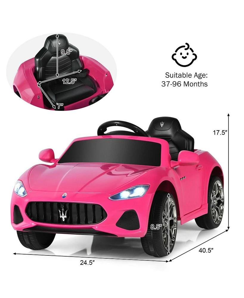 Slickblue 12V Kids Ride-On Car with Remote Control and Lights-Pink