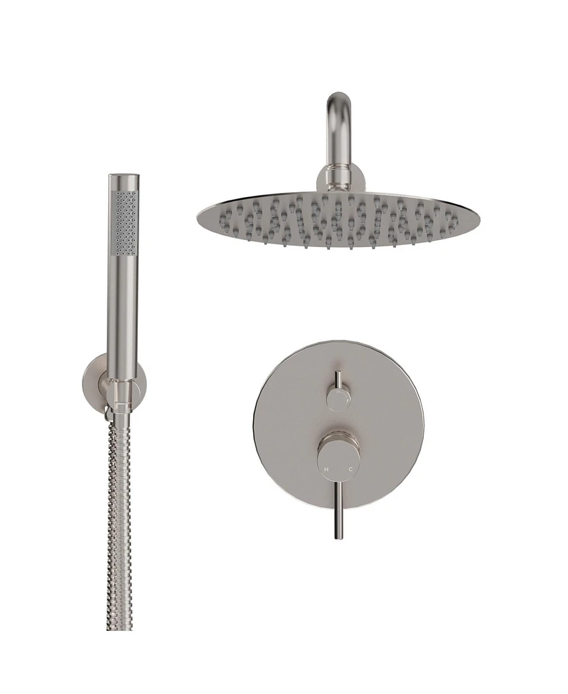 Mondawe 10-Inch Two-function Wall Mount Round Shower Set Brushed Nickle