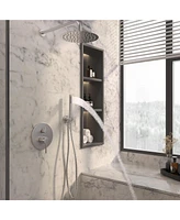 Mondawe 10-Inch Two-function Wall Mount Round Shower Set Brushed Nickle