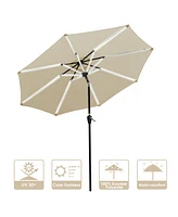 Yescom 10 Ft Solar Powered Patio Umbrella with Tilt Crank Aluminum Market Backyard Pool