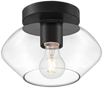 Possini Euro Design Possini Euro Gustin 8 3/4" Wide Black Clear Glass Ceiling Light