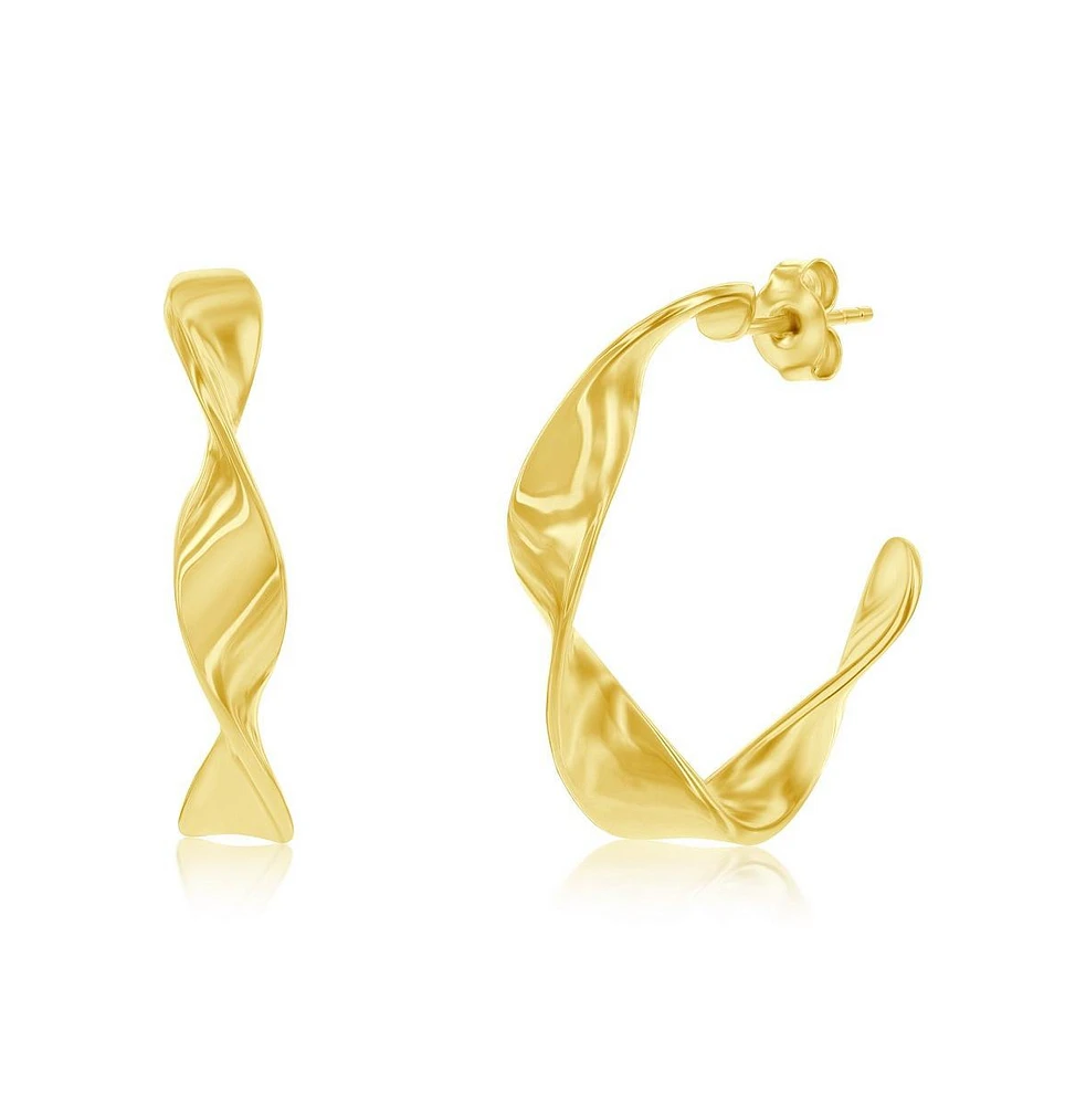 Simona Gold Plated Over Sterling Silver 28mm Twist Hoop Earrings