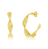 Simona Gold Plated Over Sterling Silver 28mm Twist Hoop Earrings