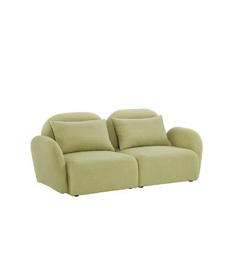 Streamdale Furniture Lazy Sofa Loveseat Teddy Fabric Light Green