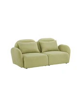 Simplie Fun Lazy Sofa Loveseat Teddy Fabric Light Green