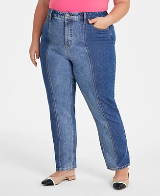 On 34th Trendy Plus Two-Tone Straight-Leg Jeans, Created for Macy's