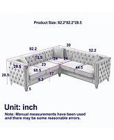 82.2" Velvet L-Shaped Corner Sofa, 5-Seater