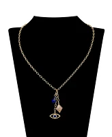 Unwritten Lapis Cubic Zirconia Mother of Pearl Evil Eye Hamsa Hand Charm Pendant Y-Necklace