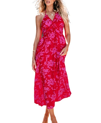 Cupshe Women's Floral Print Halterneck Maxi Beach Dress