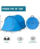 Inolait Sugift 2 Person Instant Pop-up Tent Waterproof Family Camping Tent with Carrying Bag