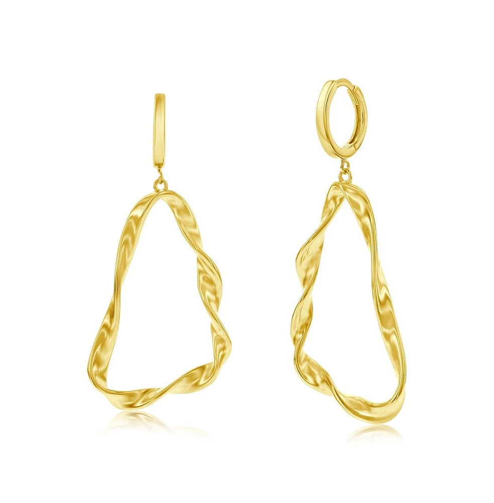 Simona Gold Plated Over Sterling Silver Twisted Triangle Design Dangle Earrings