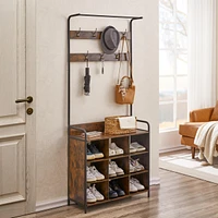 Hall Tree Coat Rack with 7 Hooks and Storage
