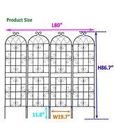 Streamdale Furniture Metal Garden Trellis 4-Pack - 86.7" x 19.7" - Rustproof - Black