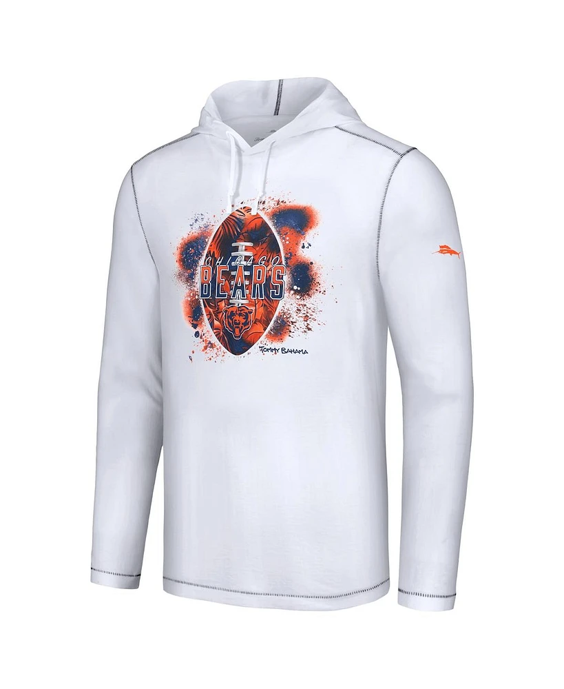 Tommy Bahama Men's White Chicago Bears Graffiti Touchdown Pullover Hoodie