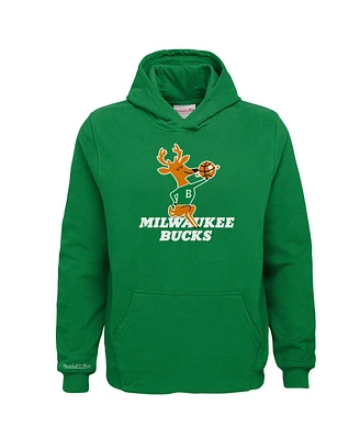 Mitchell & Ness Big Boys and Girls Milwaukee Bucks Hardwood Classics Retro Logo Pullover Hoodie