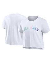 Fanatics Women's White Formula 1 Merchandise Y2K Logo Cropped T-Shirt