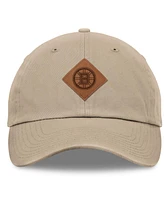 Fanatics Signature Men's Khaki Boston Bruins Elements Unstructured Patch Leather Strapback Hat