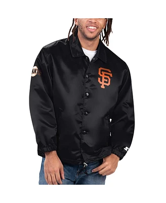 Starter Men's Black San Francisco Giants Option Route Satin Full-Snap Jacket