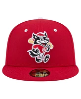 New Era Men's Red Erie SeaWolves Theme Night Fauxback 59FIFTY Fitted Hat