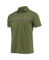 Levelwear Men's Olive Oakland Athletics Delta Sector Raglan Polo