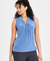 Kasper Petite Knot-Front Sleeveless Top