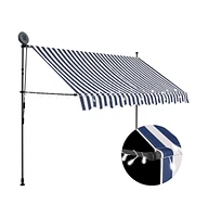 vidaXL Manual Retractable Awning with Led 98.4" Blue and White