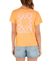 Hurley Juniors' Smile Check Graphic Print Cotton T-Shirt