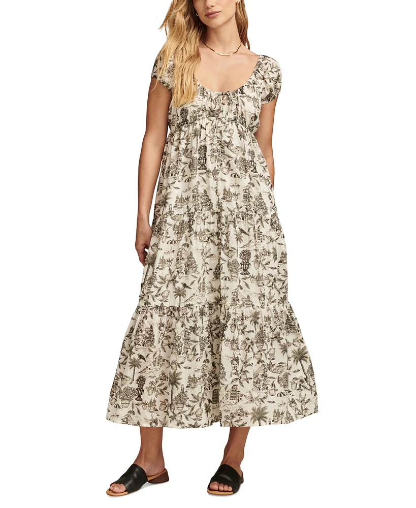 Lucky Brand Women's Utility Cinched-Waist Parachute Midi Dress