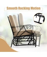 Costway Patio Rocking Chair with Cushion Heavy-Duty Metal Frame Smooth Glider Outdoor