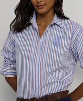 Lauren Ralph Lauren Women's Cotton Collared Striped Shirt