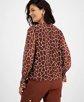 I.n.c. International Concepts Women's Animal-Print V-Neck Blouse, Created for Macy's