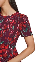 Calvin Klein Women's Floral-Print Short-Sleeve Sheath Dress