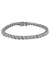 Macy's Silver-Plated Cubic Zirconia Trillion Link Bracelet