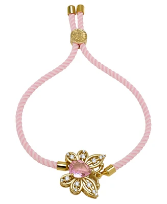 Macy's Pink Cubic Zirconia Butterfly Pink Adjustable Bracelet