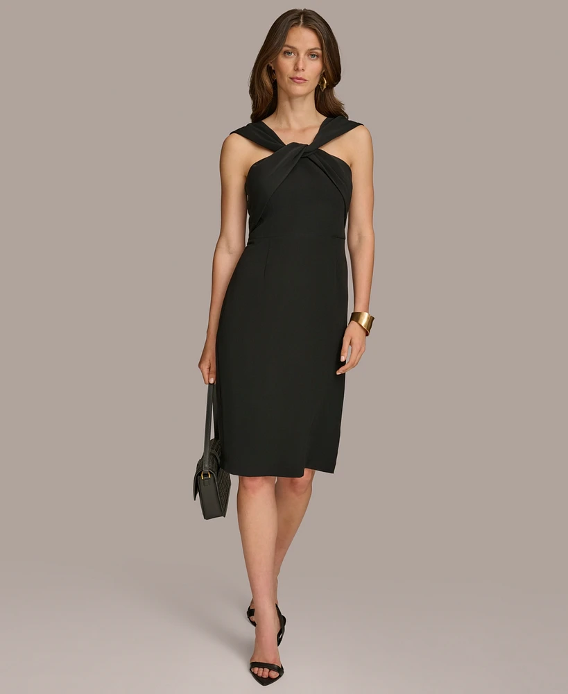 Donna Karan Women's Draped Twist-Neck Sleeveless Sheath Dress