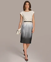 Donna Karan Women's Belted Ombre-Print Sheath Dress