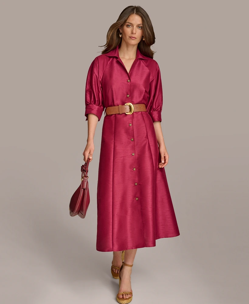 Donna Karan Women's Elbow-Sleeve Belted Shirtdress