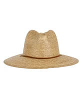 Angela & William Palm Braid Wide Brim Panama Fedora Sun Hat with Chin Cord