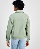 Madden Girl Juniors' Point Collar Zip-Front Cotton Jacket