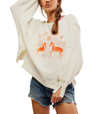 Free People Women's Graphic Camden High-Low Sweatshirt